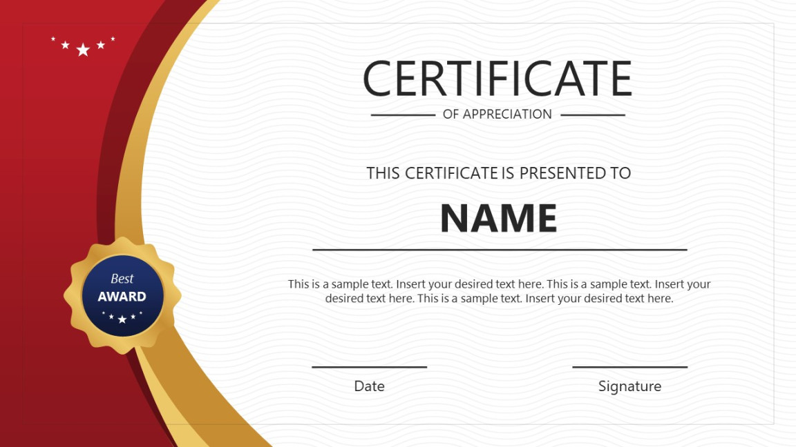 Award Certificate Template for PowerPoint