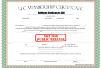 LLC Membership Certificate Template Word