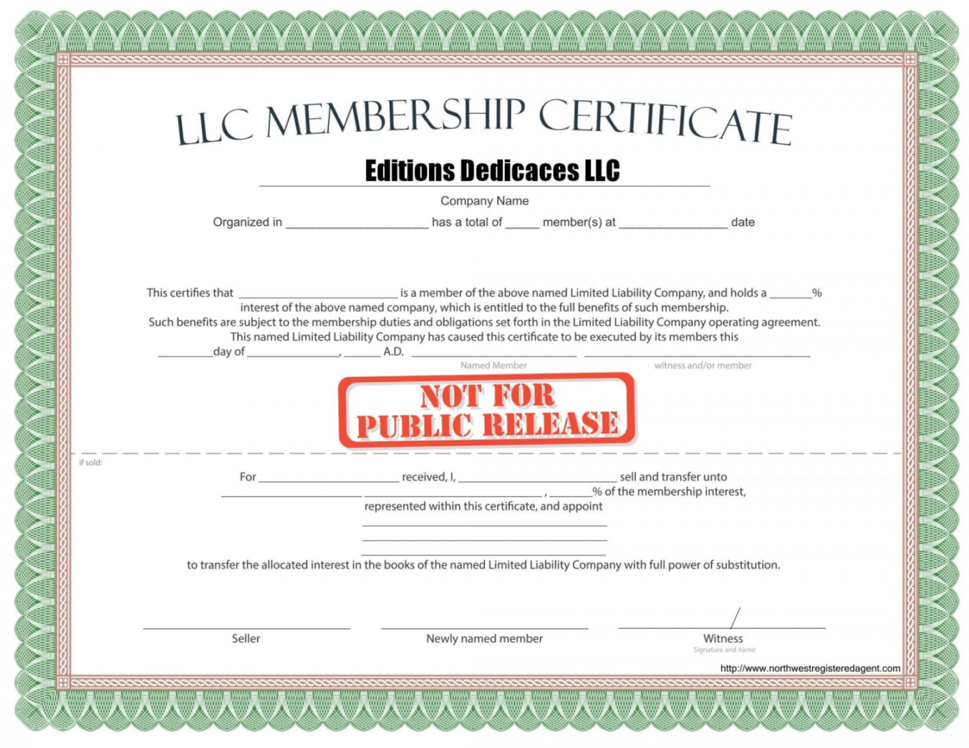 Awesome Llc Membership Certificate Template – + Professional