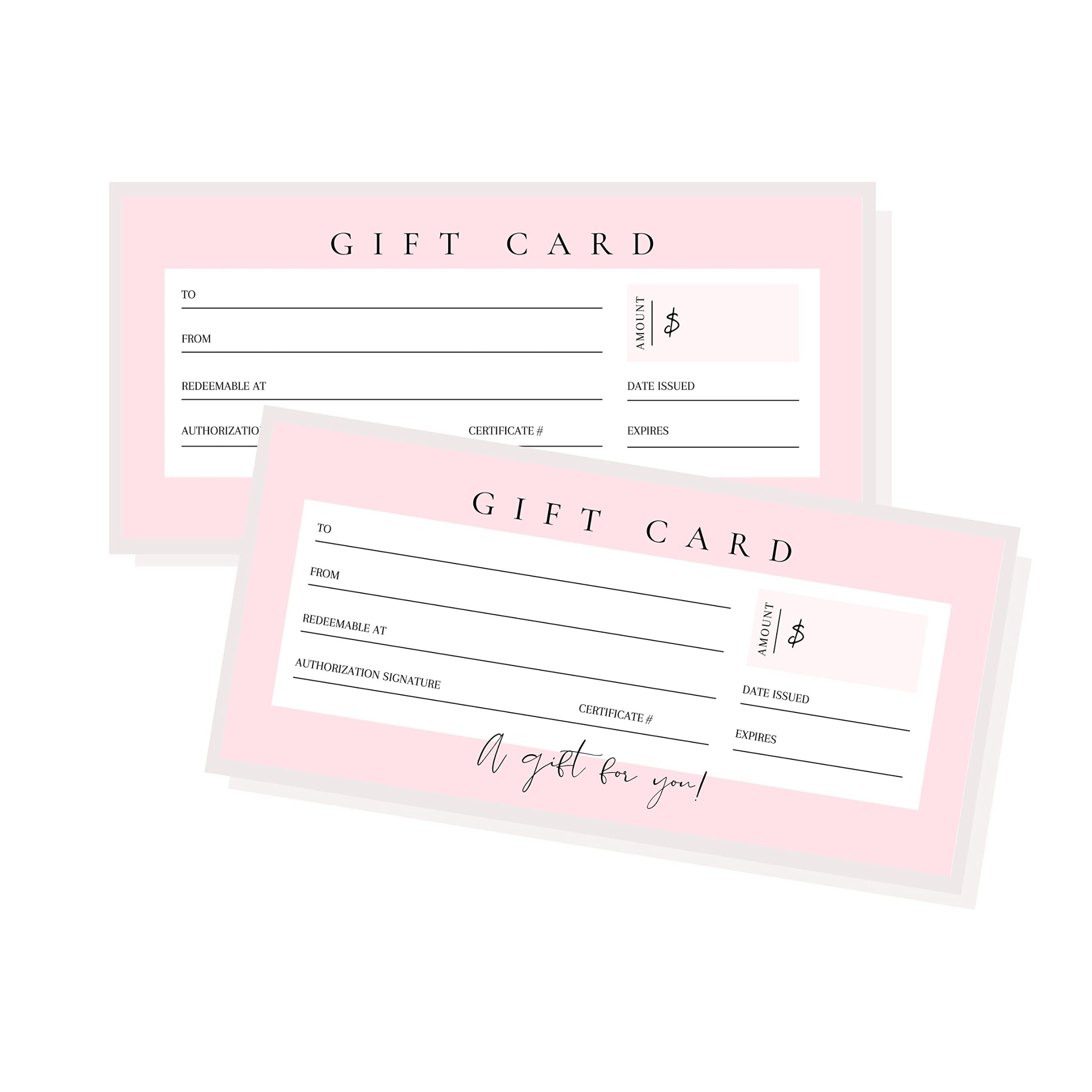 Blank Gift Certificates in Cute Pink  Pack