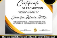 Promotion Certificate Template: A Formal Recognition Of Achievement