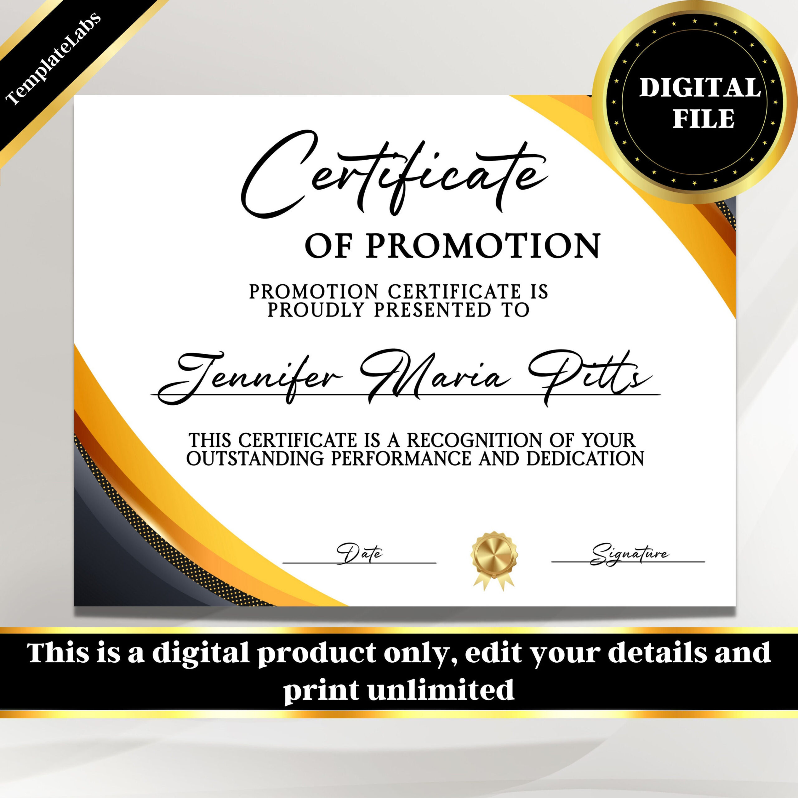 Certificate of Promotion, Promotion Template, Certificate Template