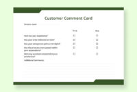 Comment Card Template For Formal Evaluation