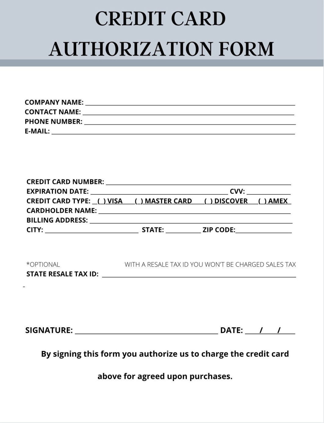 Credit Card Authorization Form - Etsy Australia