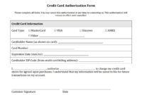 Credit Card Billing Authorization Form Template