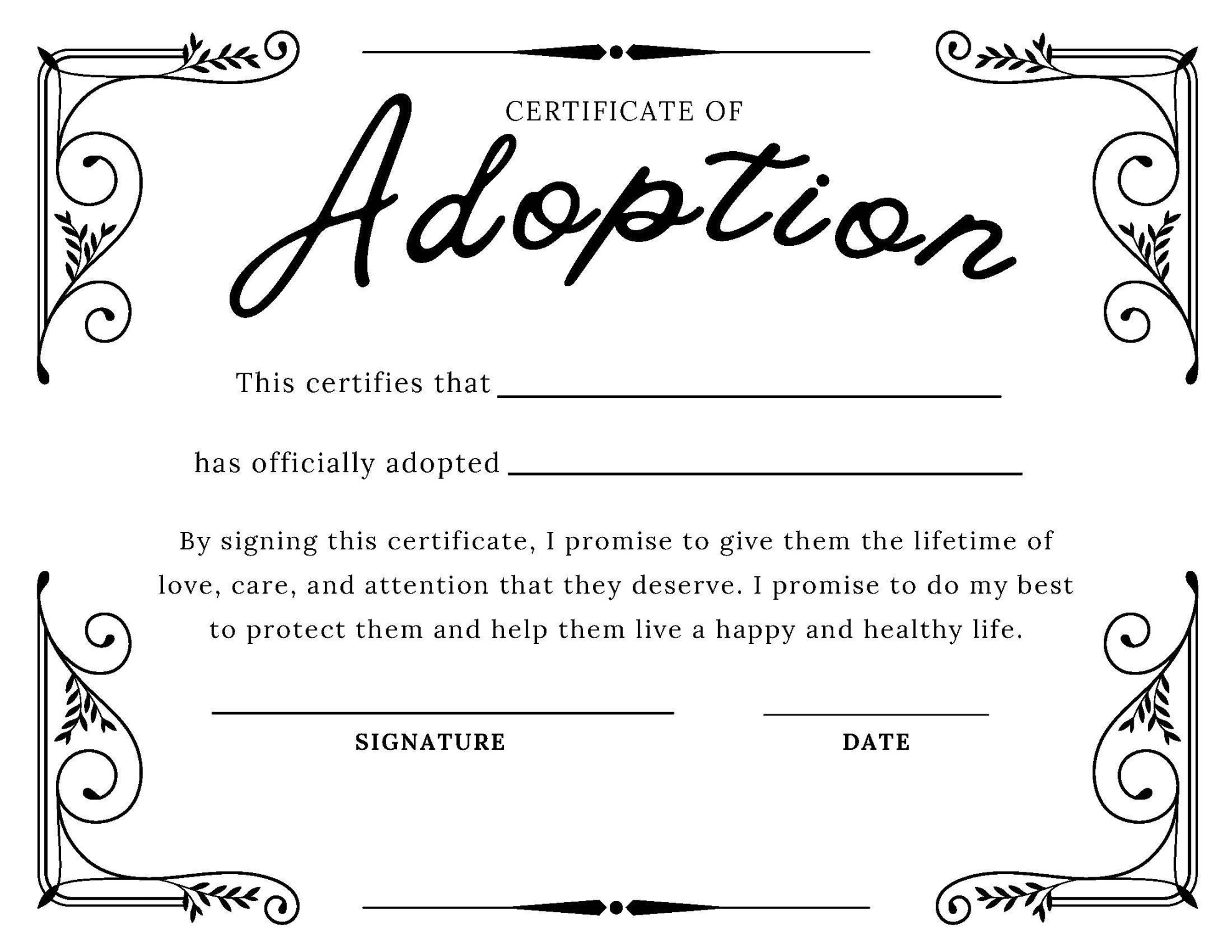 DIGITAL DOWNLOAD Adoption Certificate vintage - Etsy