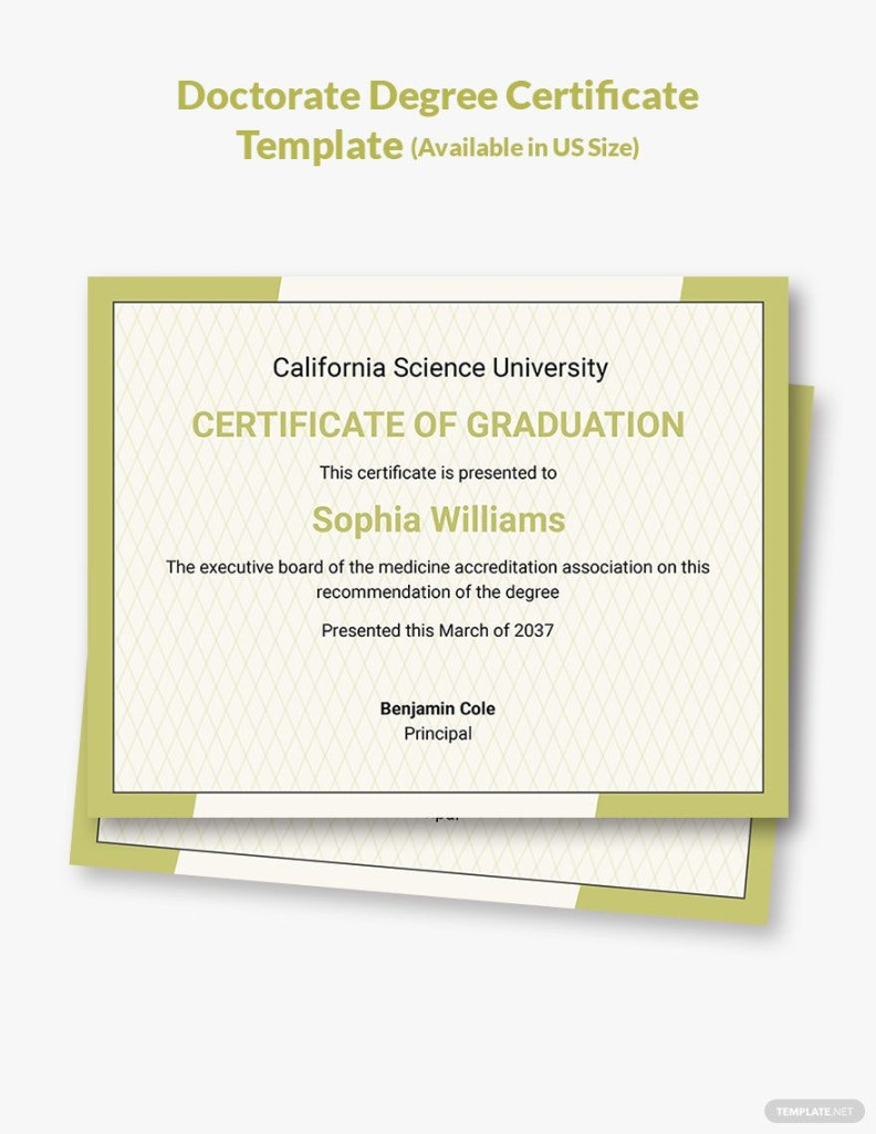 Doctorate Degree Certificate Template in Pages, Word, Publisher