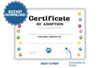 Pet Adoption Certificate Template