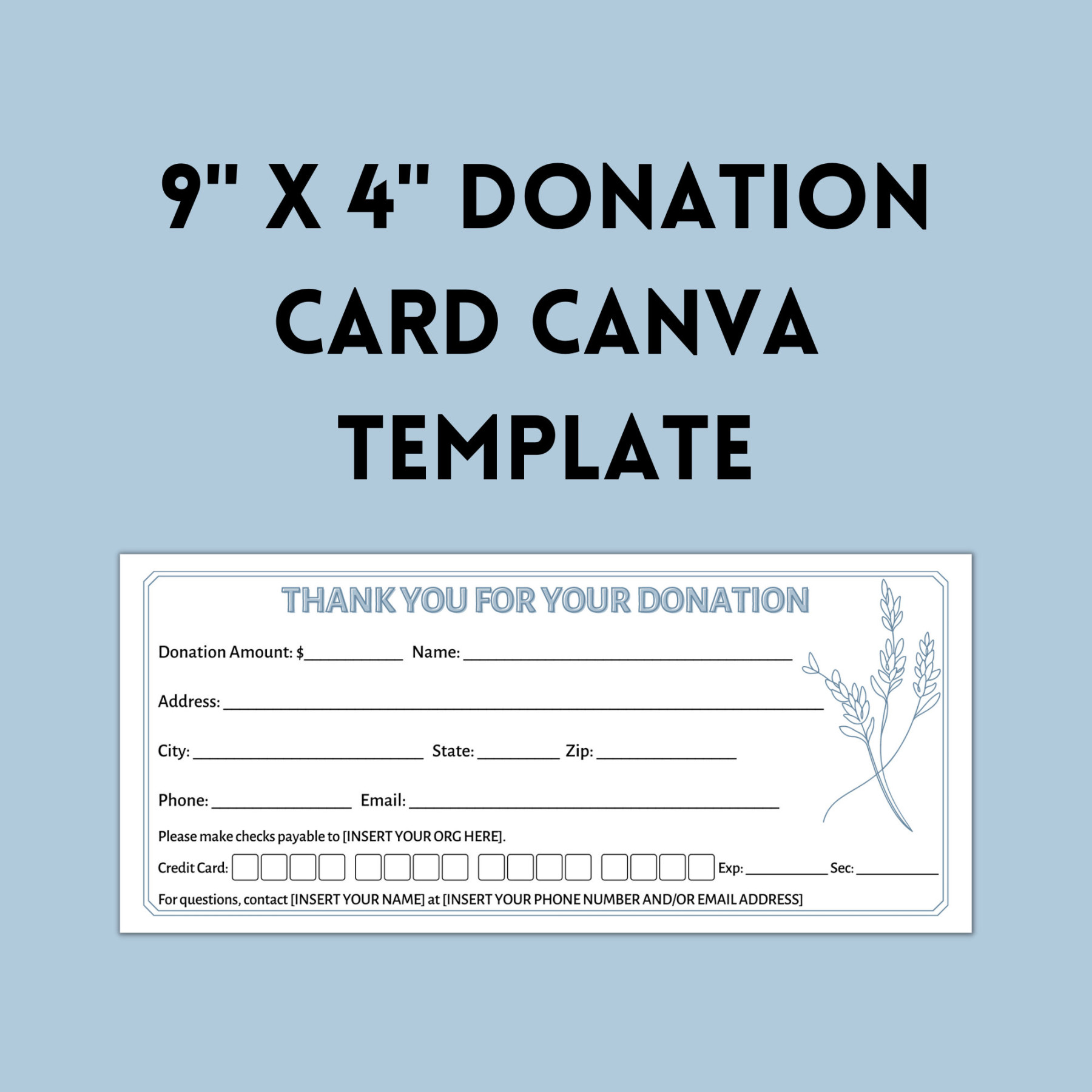 Donation Card Canva Template, Editable Printable Donation Flyer