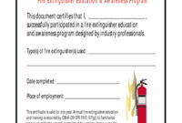 Fire Extinguisher Training Certificate Template