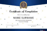 Free Formal Completion Certificate Templates For Word