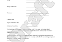 Certificate Of Substantial Completion Template: A Formal Guide