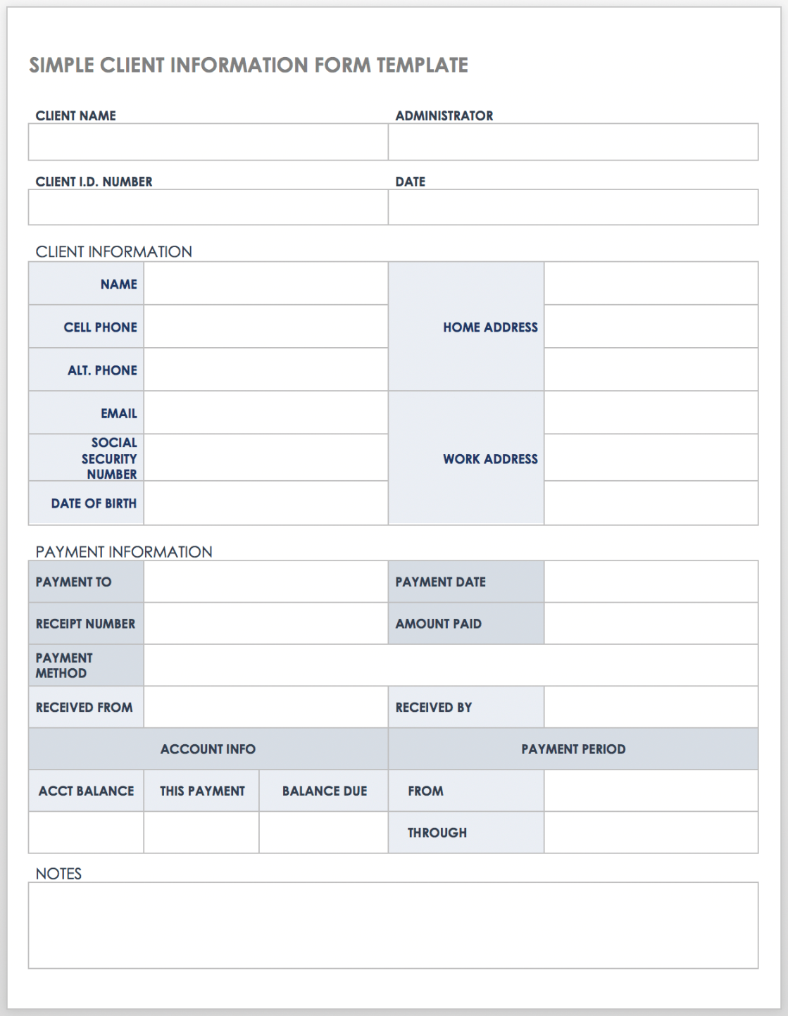 Free Client Information Forms & Templates  Smartsheet