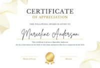 Formal Certificate Of Appreciation Template