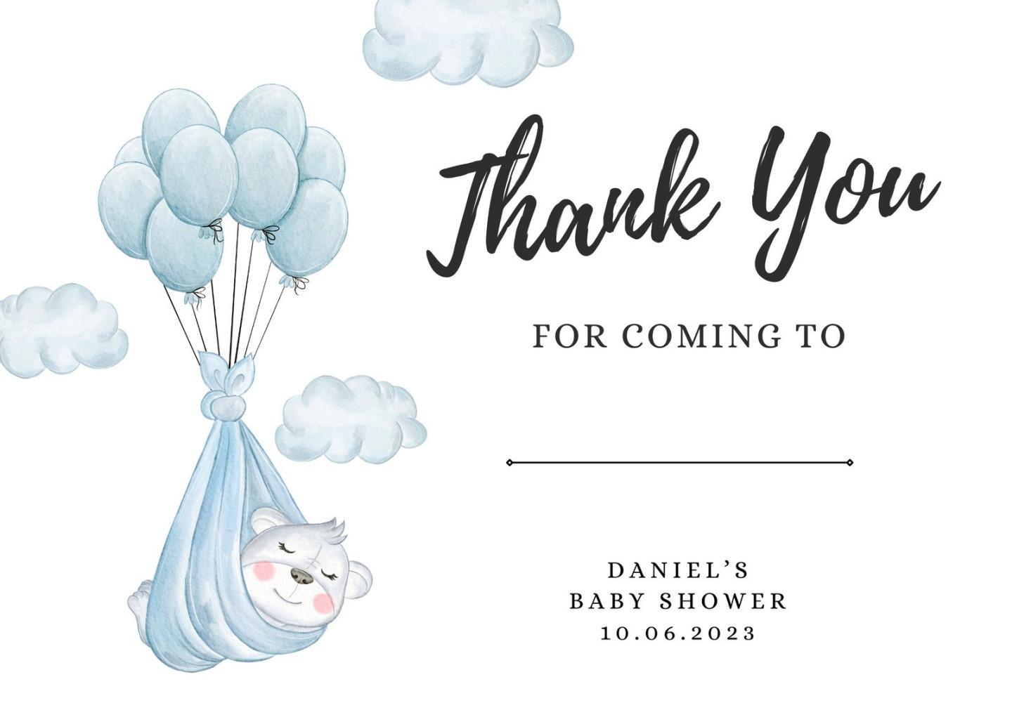 Free printable baby shower thank you card templates  Canva