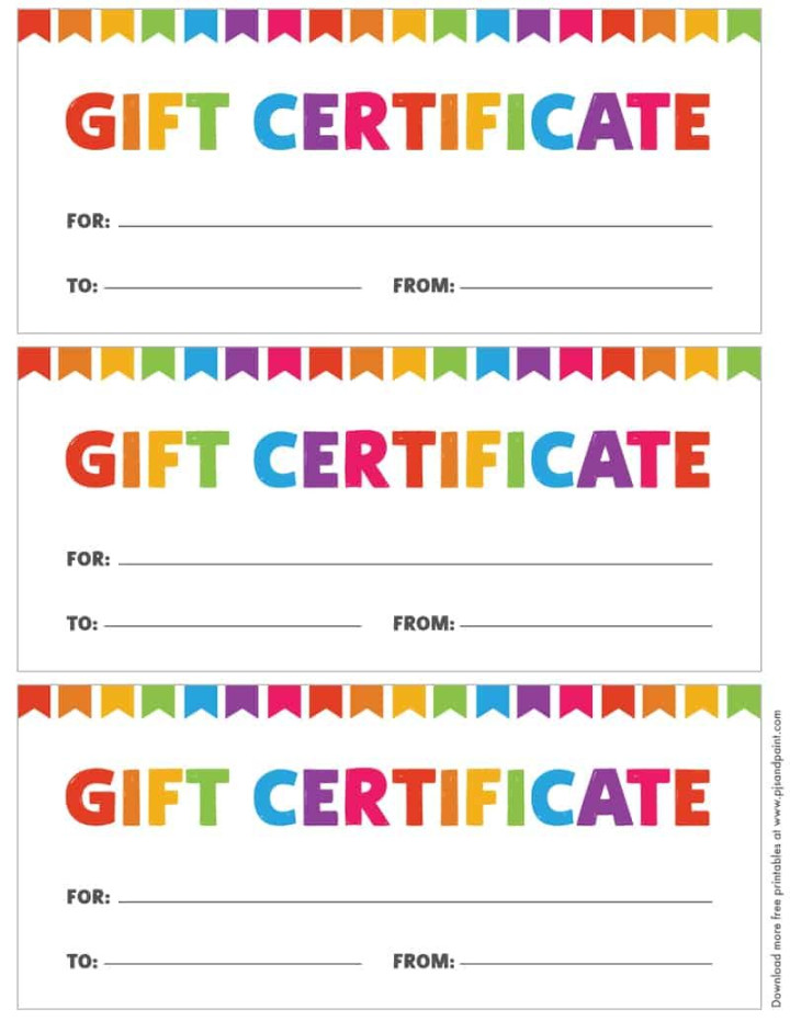 Free Printable Gift Certificate for Kids