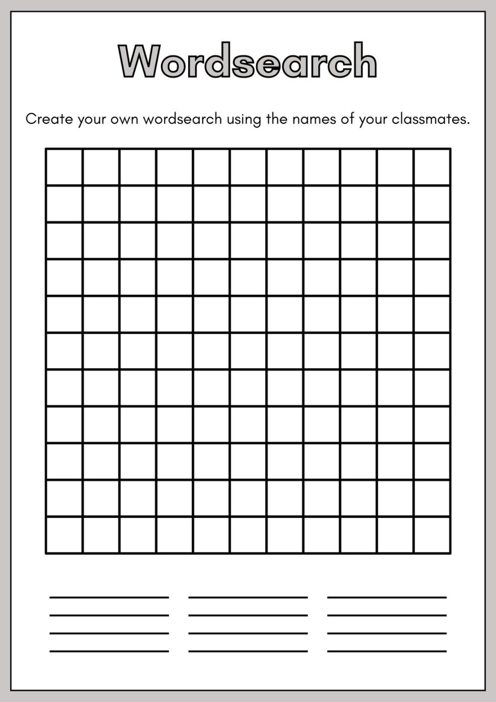 Free printable word search worksheet templates  Canva