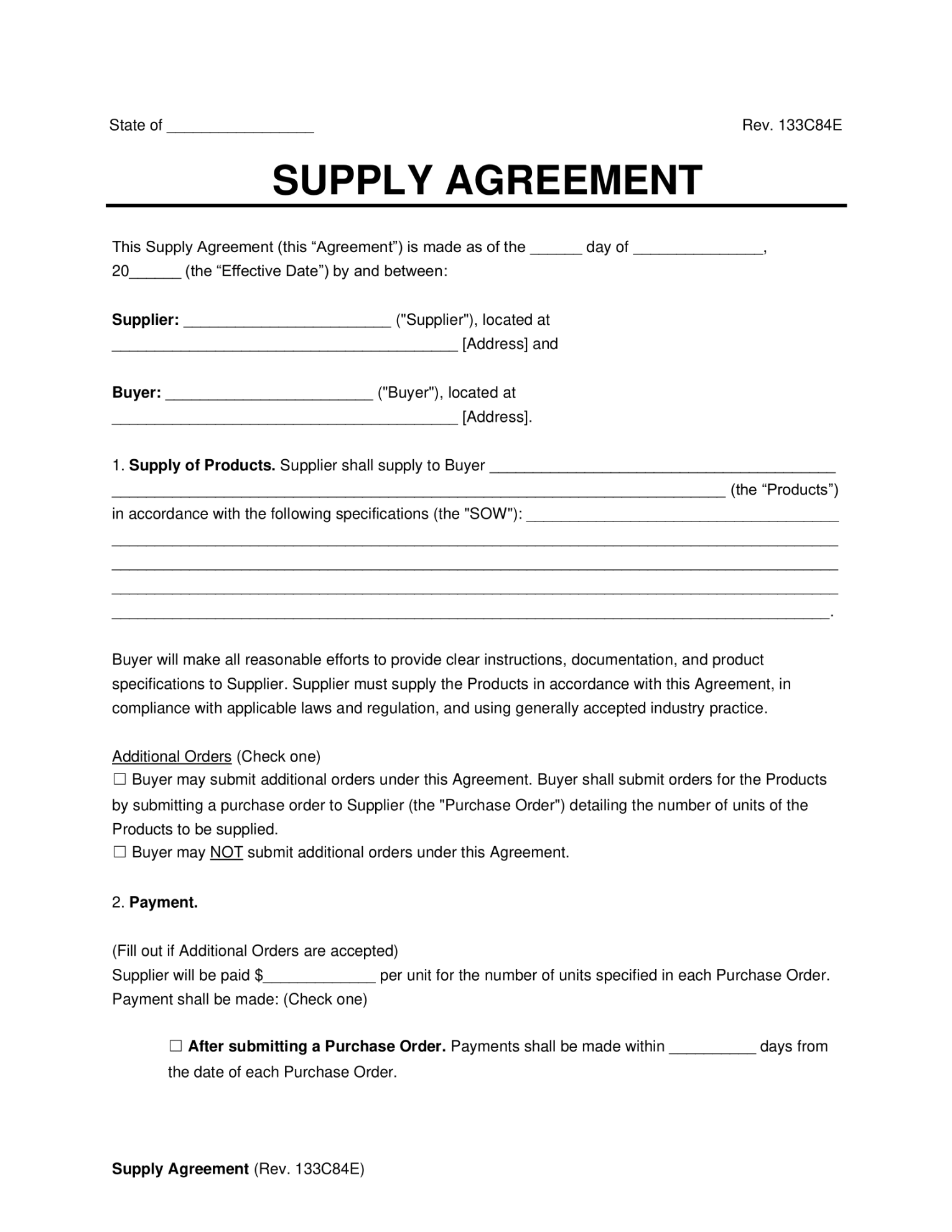 Free Supply Agreement Template PDF & Word Free Supply Agreement Template PDF & Word