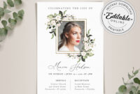 Funeral Invitation Card Template For A Formal Service