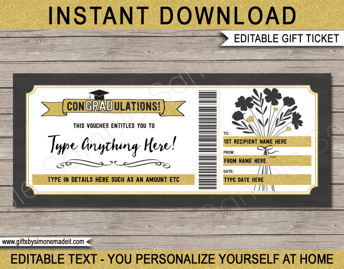 Graduation Gift Voucher Template - flowers