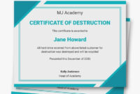 Hard Drive Destruction Certificate Template