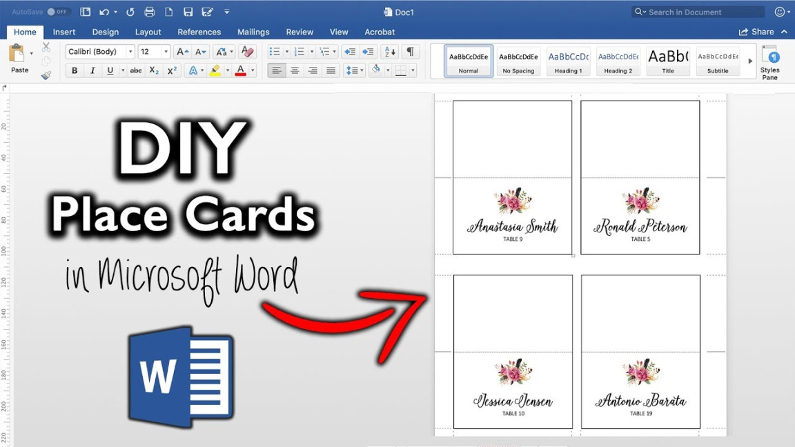 How to make place cards in Microsoft Word  DIY table cards with template