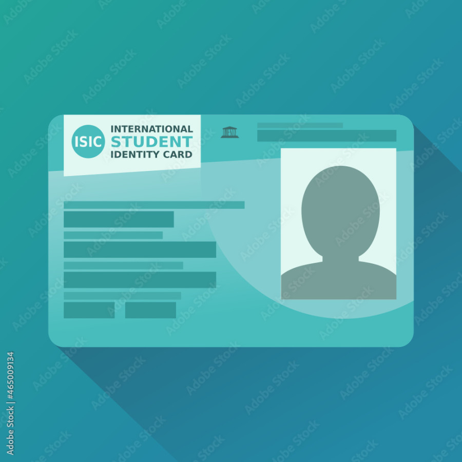 International Student Identity Card (flat design) Stock