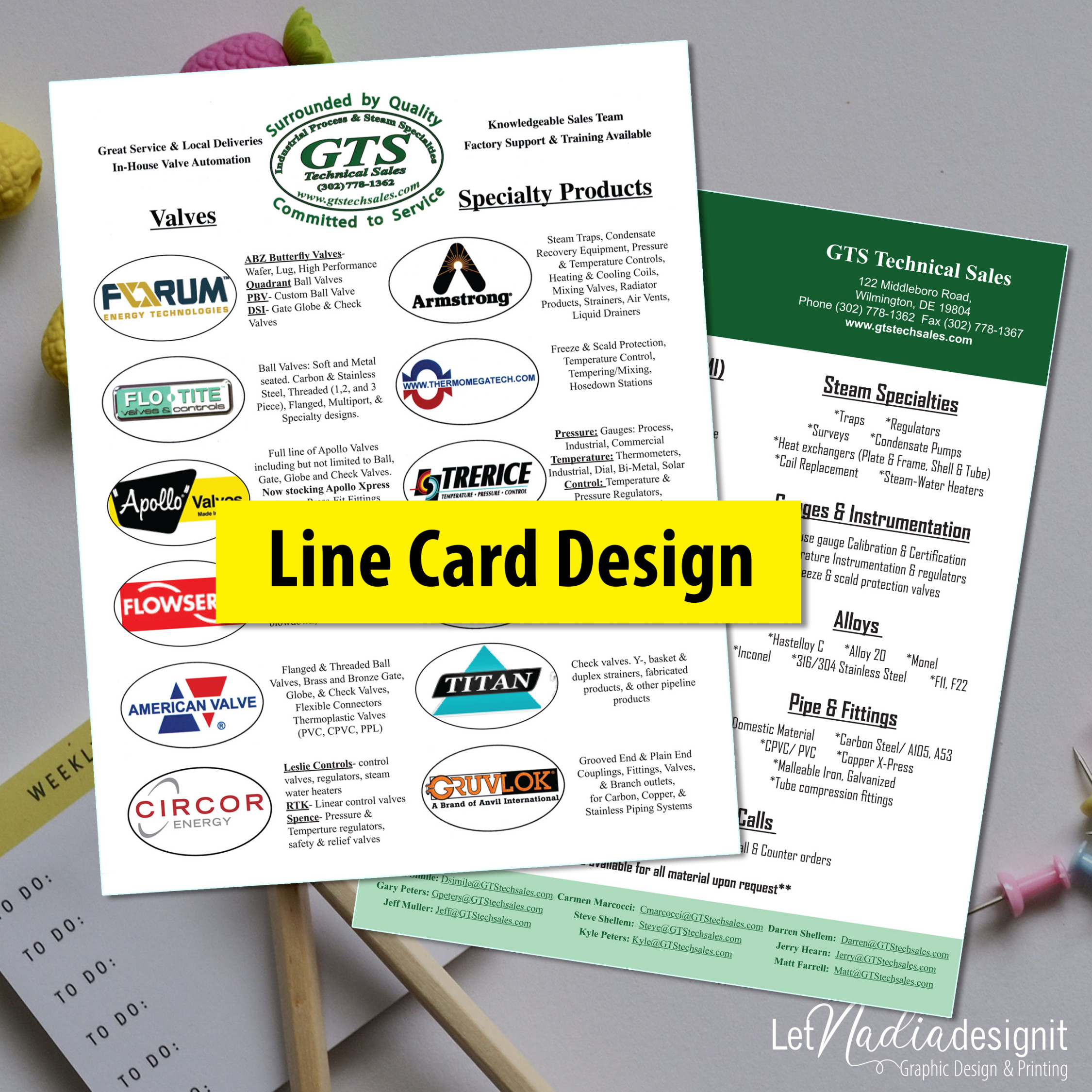 Line Card Design - Graphic Design Services in North Dallas, Texas