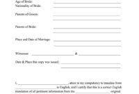 Marriage Certificate Translation Template: Spanish To English