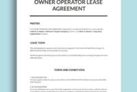 Owner Operator Lease Agreement Template