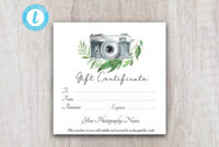 Photoshoot Gift Certificate Template