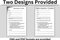 Decision Card Template For Formal Business Use