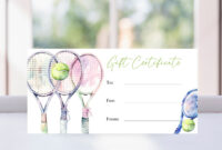 Tennis Gift Certificate Template