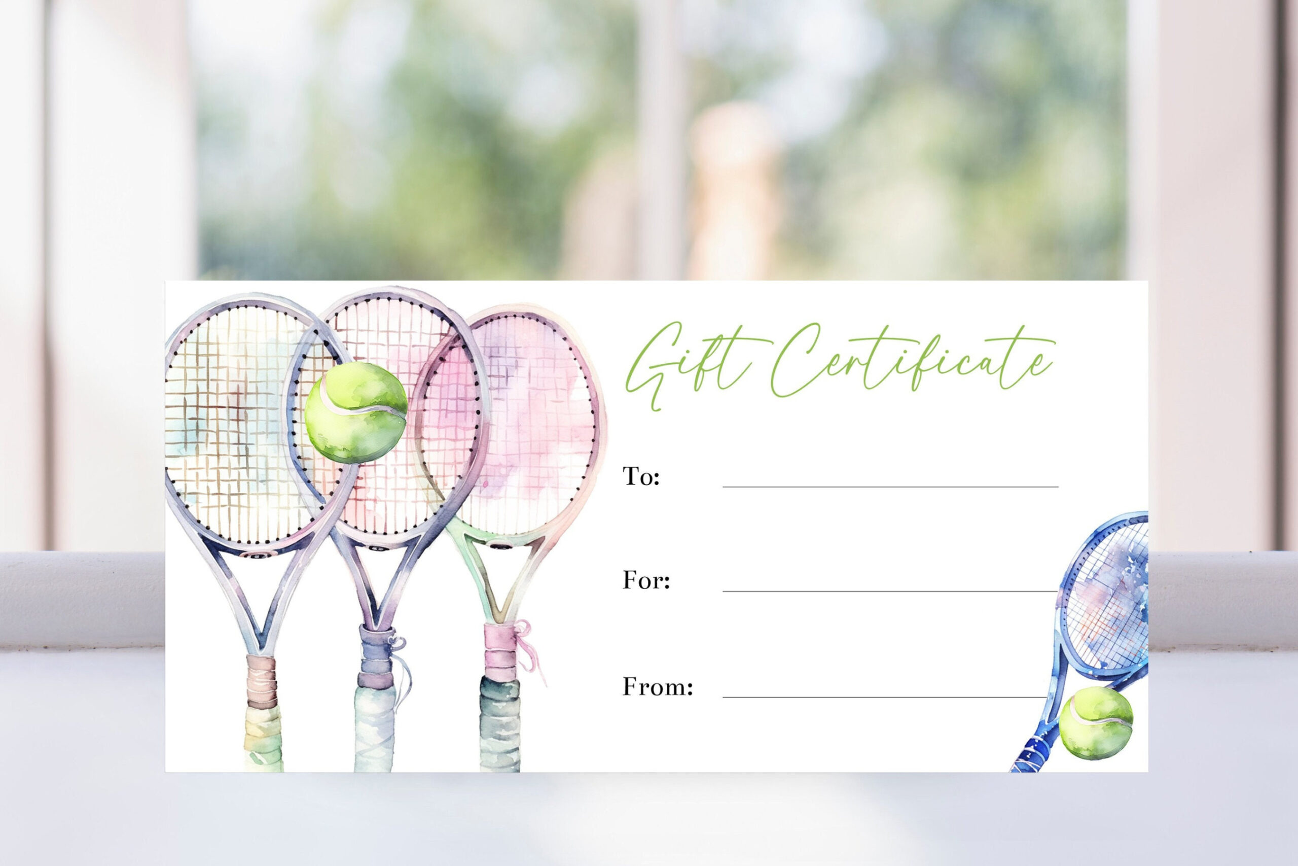 Printable Tennis Gift Certificate Template, Tennis Lessons Coupon