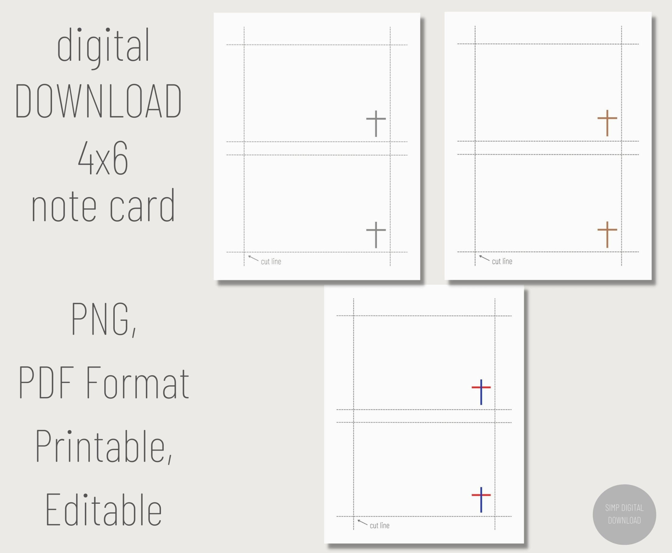 Printable x Note Card PDF Index Card Paper Note Cards Digital