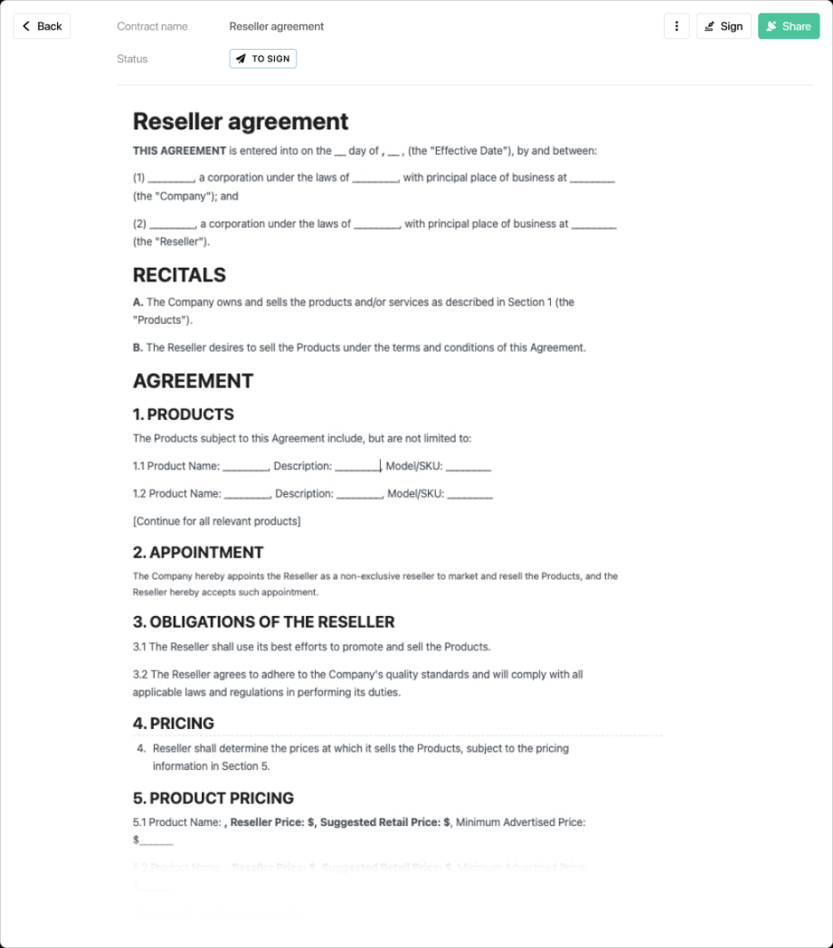 Reseller agreement template - free to use