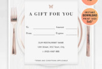 Restaurant Gift Certificate Template: A Formal Design For Elegant Presentations