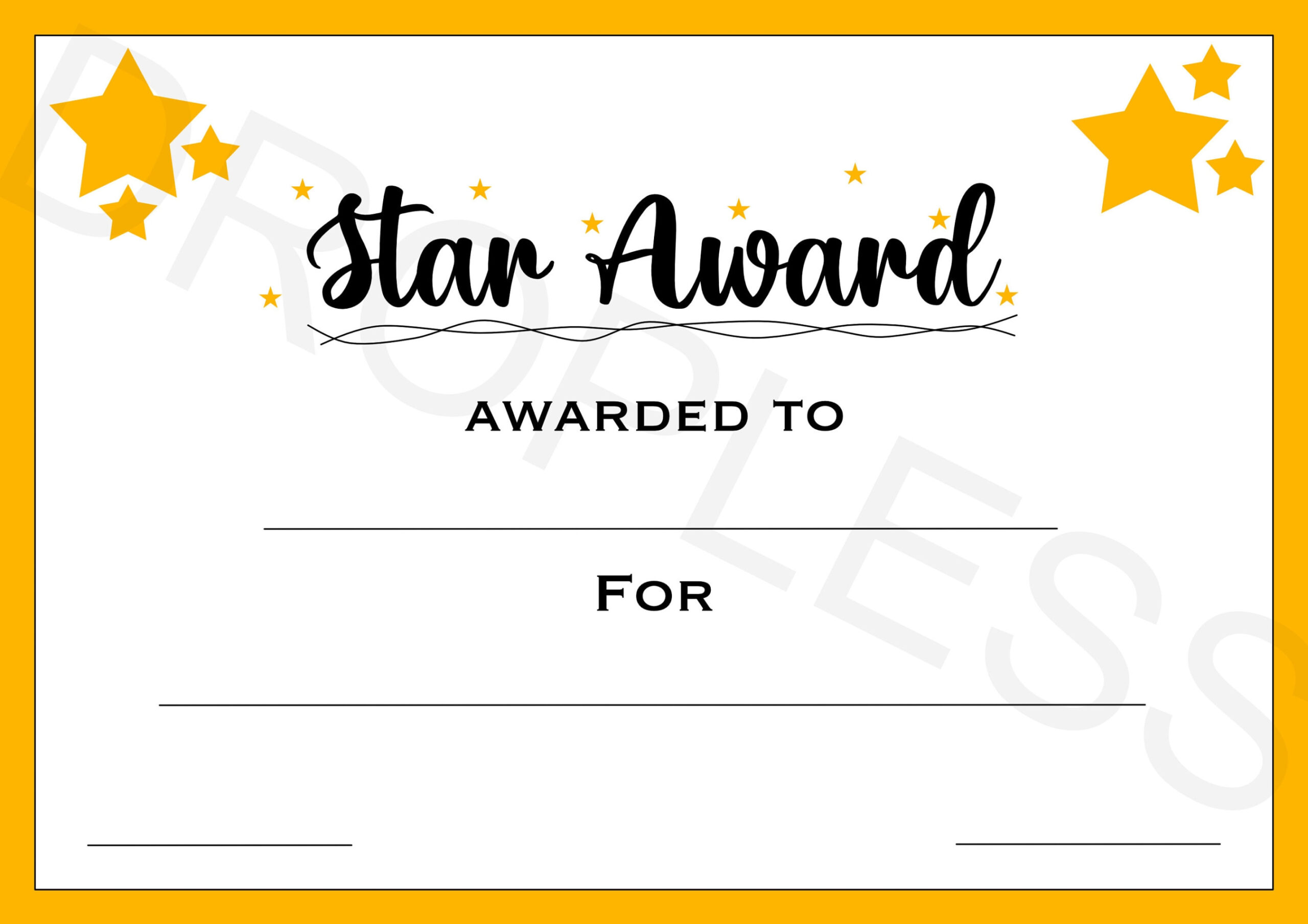 Star Award Certificate Achievement Congratulations Well Done