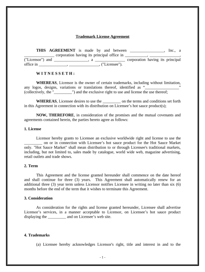 Trademark license agreement template: Fill out & sign online  DocHub