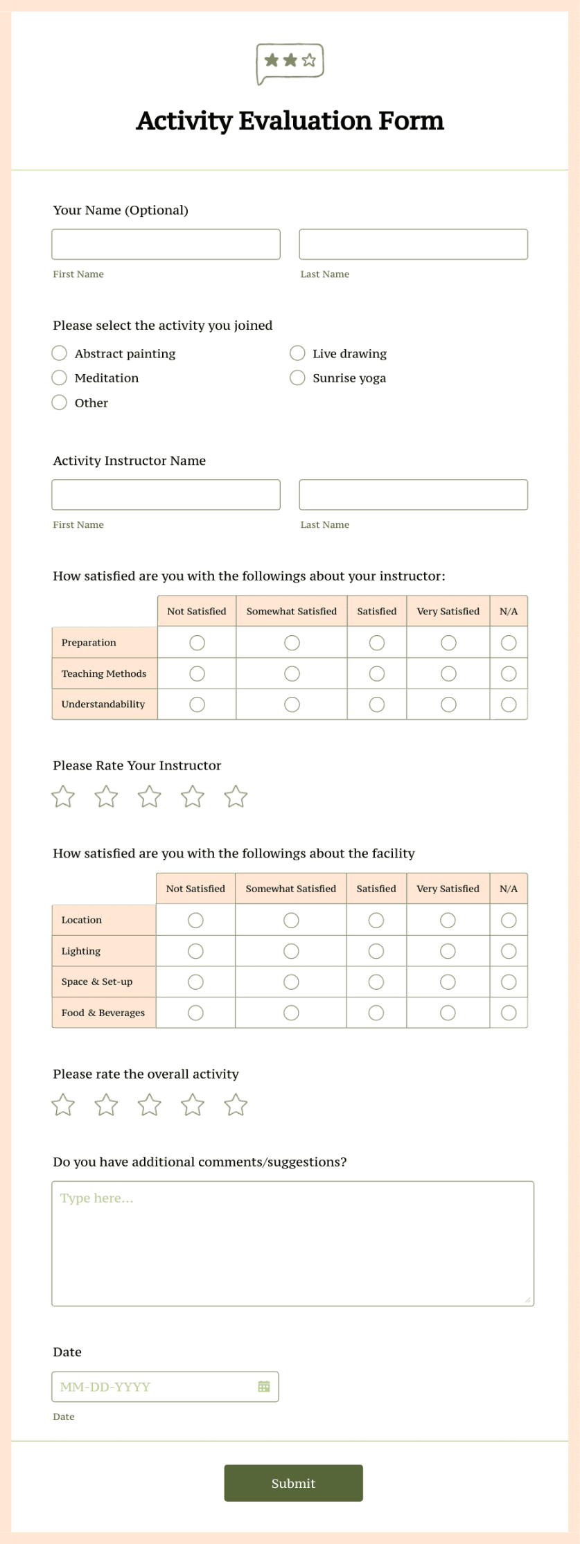 Activity Evaluation Form Template  Jotform