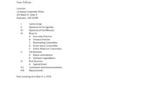 Board Of Directors Meeting Agenda Template