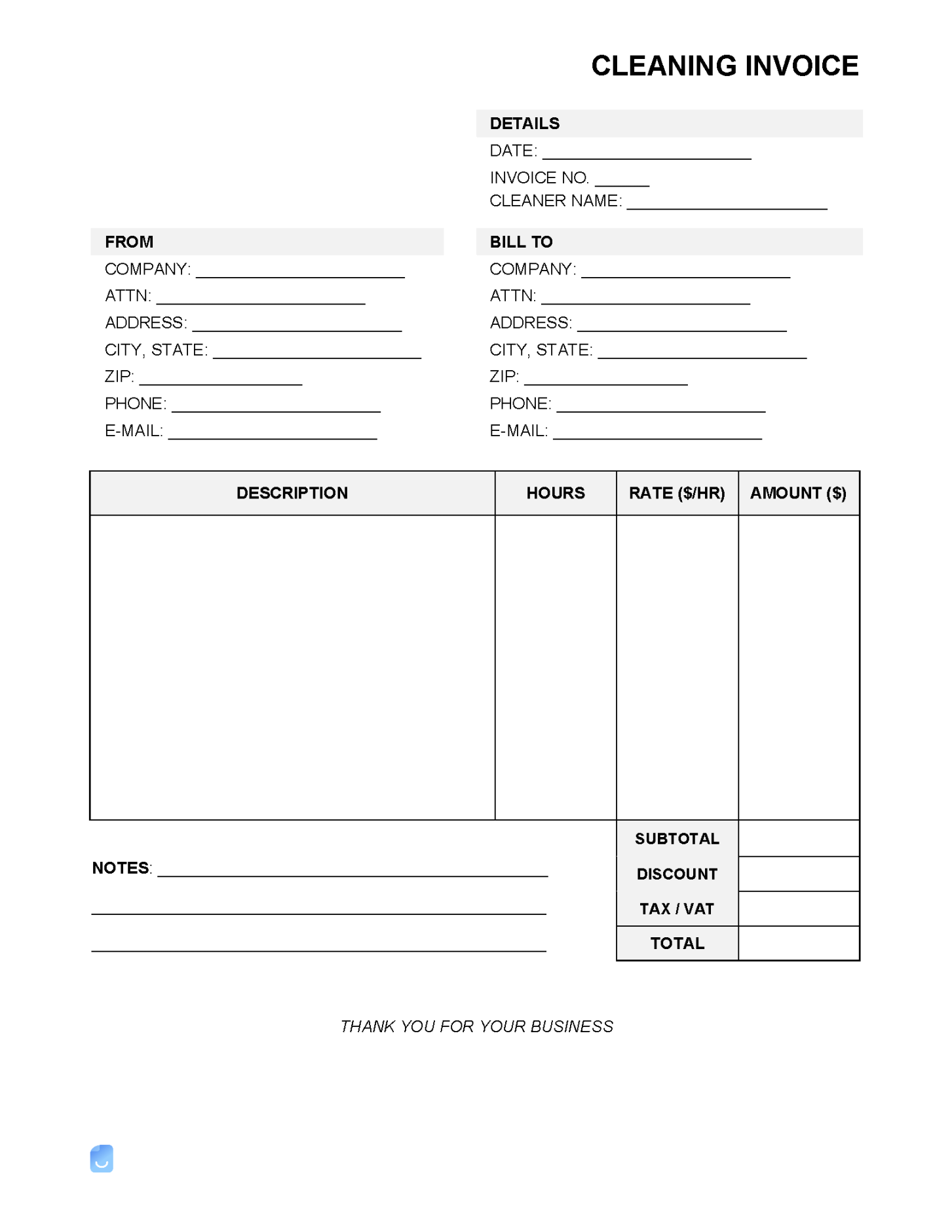 Cleaning Service Invoice Template  Invoice Maker