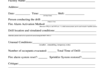 Fire Evacuation Drill Report Template