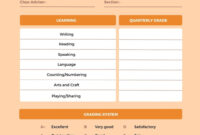 Preschool Progress Report Template