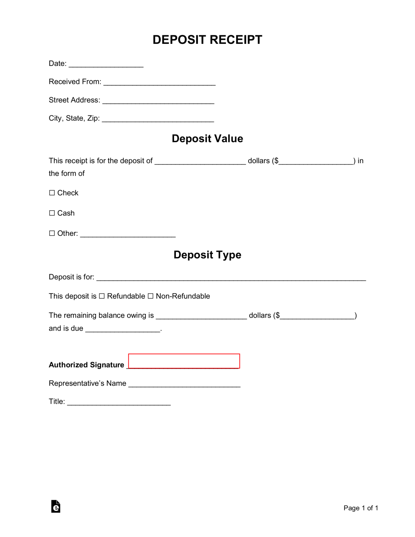 Free Deposit Receipt Templates () - PDF  Word – eForms