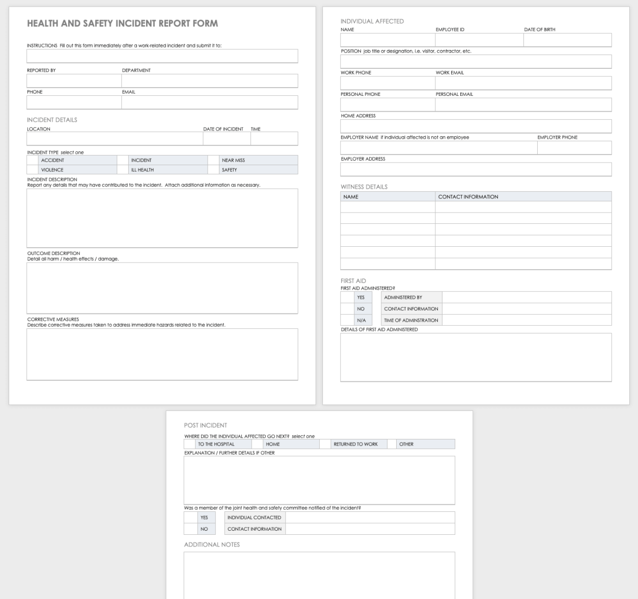 Free Workplace Accident Report Templates Smartsheet Free Workplace Accident Report Templates Smartsheet