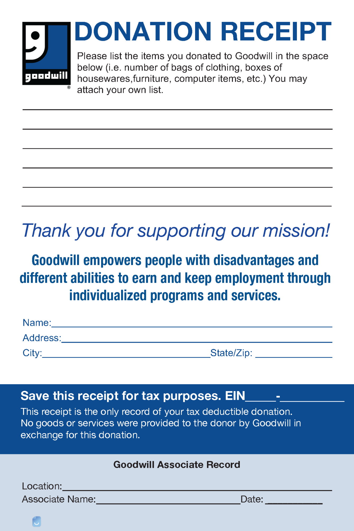 GoodWill Donation Receipt Template  Invoice Maker