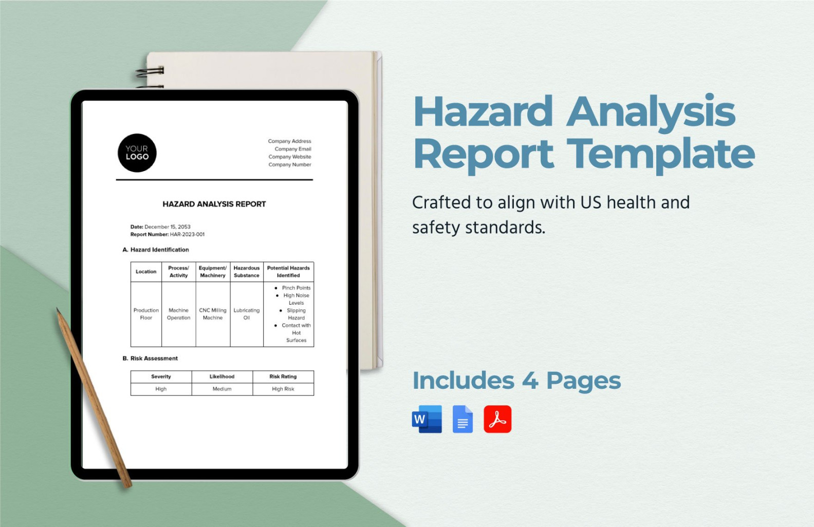 Hazard Analysis Report Template in PDF, Word, Google Docs