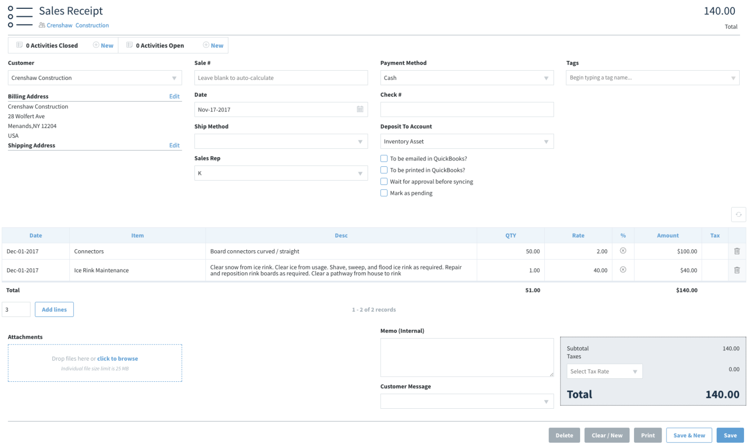 How to Create a Sales Receipt in QuickBooks — Method