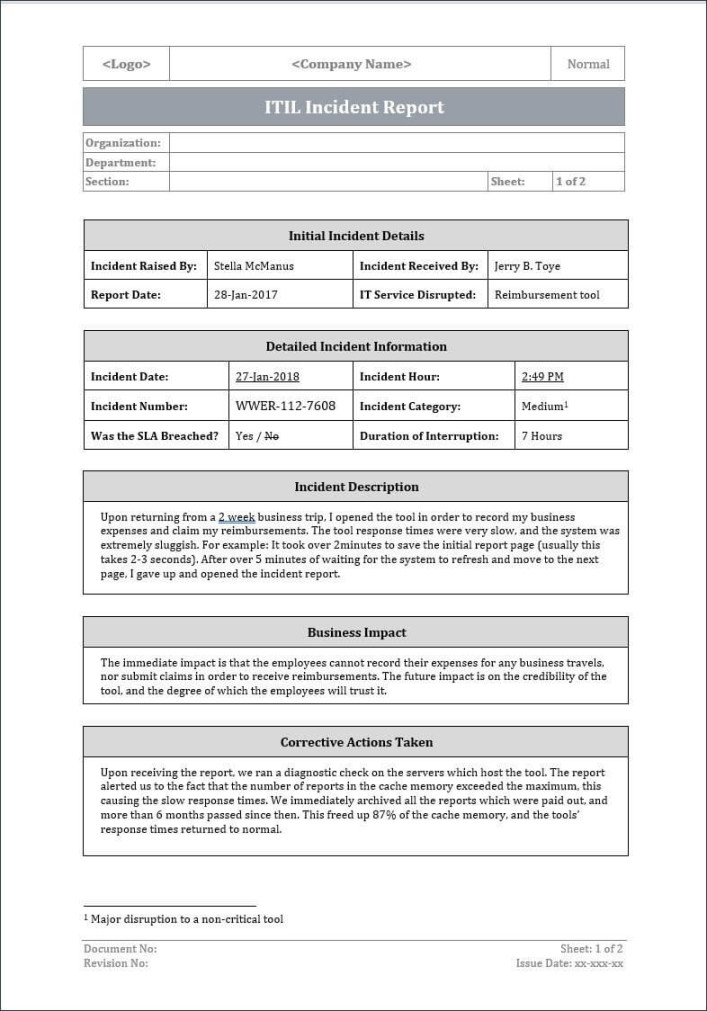 Incident Report Template Word  Incident Report Sample